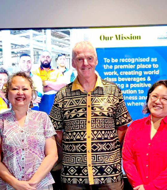 (L-R) Paradise Beverages Team Leader - Continuous Improvement Maleli Varawa, Leadership Fiji CEO Sharyne Fong, Paradise Beverages General Manager Mike Spencer, Leadership Fiji Program Coordinator Mira Chipongian and Paradise Beverages Manager - Facilities & Security Josefa Rigamoto.